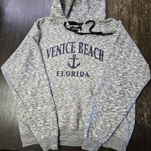 Pacific & Co. XL Mens Gray Black Venice Beach Florida Pullover SweatShirt Hoodie - Picture 4 of 9